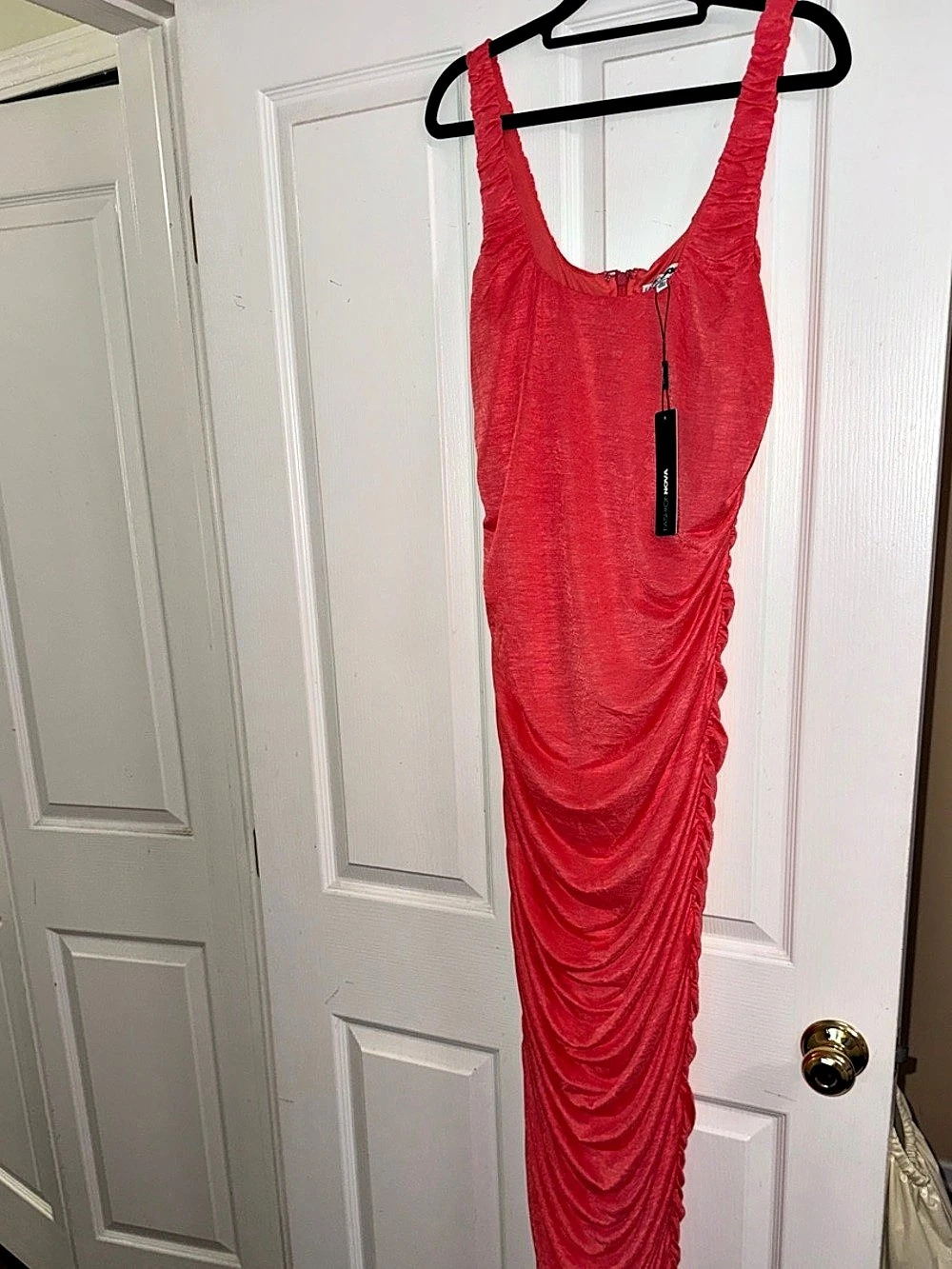 Fashion Nova Majestic Secret Maxi Dress Ruched Coral XL